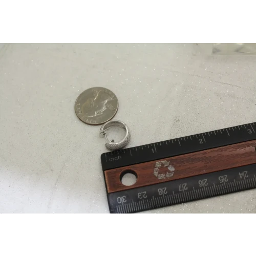 Signed KC .925 S.S. TEXTURED & SHINY DIAMOND acc. HUGGIE HOOPS