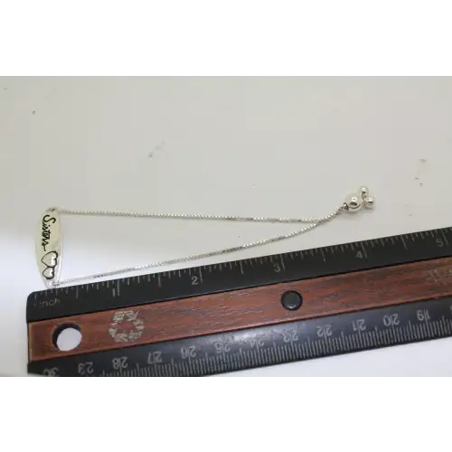 Signed LA .925 S.S. SISTERS HEART TAG BOLO bracelet 7.5