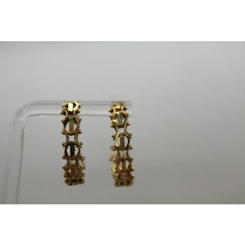 Signed L.G. 14k  Y.G. FANCY LINK DESIGN HOOP earrings 6.60g