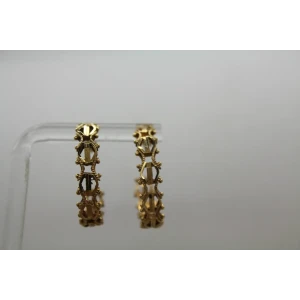 Signed L.G. 14k  Y.G. FANCY LINK DESIGN HOOP earrings 6.60g