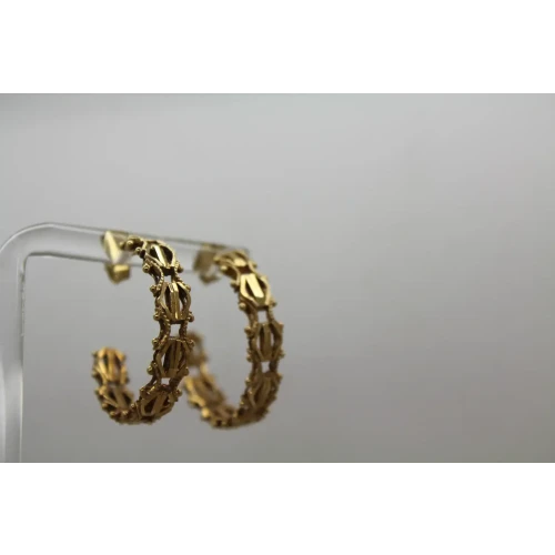 Signed L.G. 14k  Y.G. FANCY LINK DESIGN HOOP earrings 6.60g