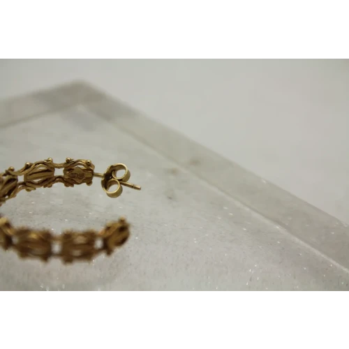 Signed L.G. 14k  Y.G. FANCY LINK DESIGN HOOP earrings 6.60g