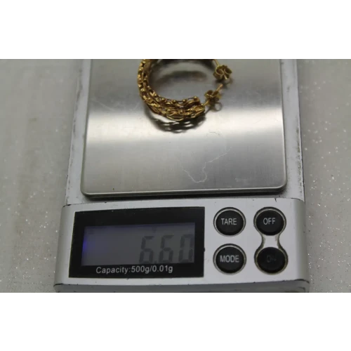 Signed L.G. 14k  Y.G. FANCY LINK DESIGN HOOP earrings 6.60g