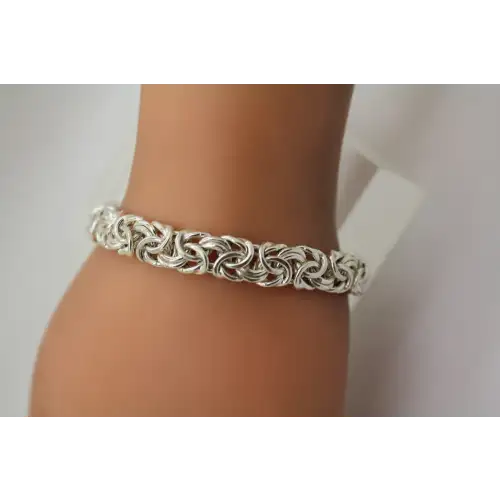 Signed LIRM ITALY .925 S.S. FLATTENED BYZANTINE LINK bracelet 7