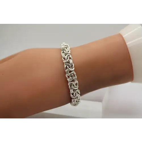 Signed LIRM ITALY .925 S.S. FLATTENED BYZANTINE LINK bracelet 7
