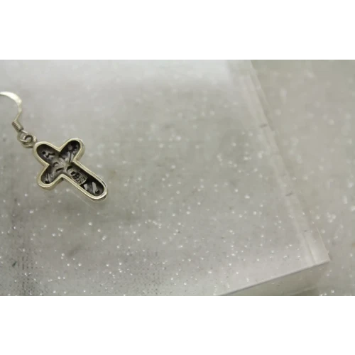 Signed MC .925 S.S. ORNATE SWIRL DESIGNED CROSS DANGLE earrings