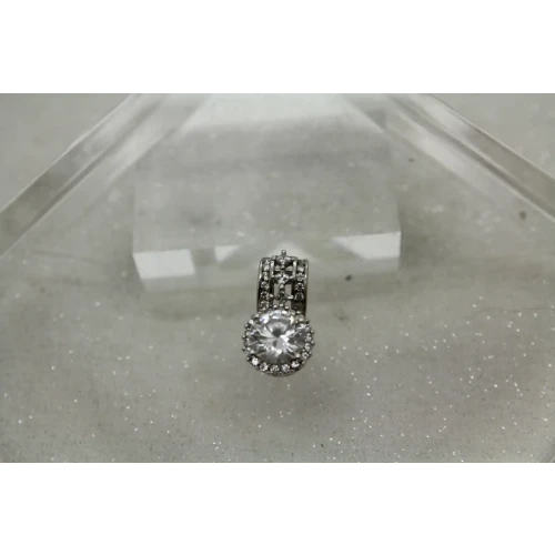 Signed MEDA .925 S.S. Large CZ HALO SLIDER pendant