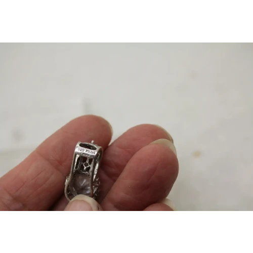 Signed MEDA .925 S.S. Large CZ HALO SLIDER pendant