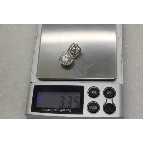 Signed MEDA .925 S.S. Large CZ HALO SLIDER pendant