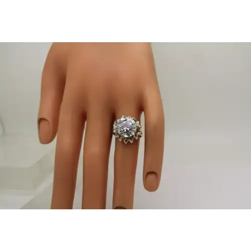 Signed MEXICO .925 S.S. 6.0ct CLEAR CZ SOLITAIRE ring size 7