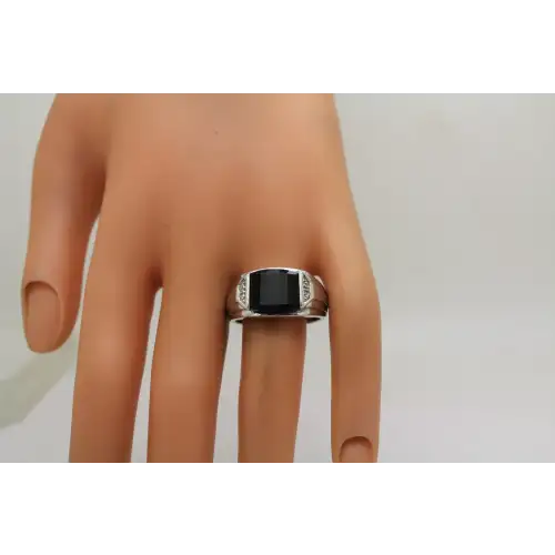Signed MGW .925 S.S. BLACK ONYX CLASSIC DESIGN ring size 10.25