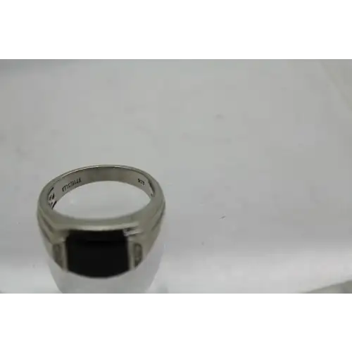 Signed MGW .925 S.S. BLACK ONYX CLASSIC DESIGN ring size 10.25
