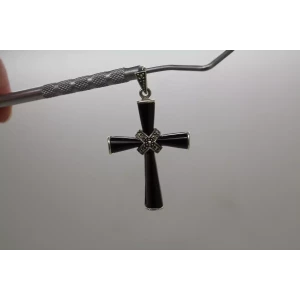 Signed NF .925 S.S. BLACK ONYX & MARCASITE CROSS pendant
