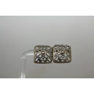 Signed NF .925 S.S. FILIGREE SQUARE DESIGN STUD earrings