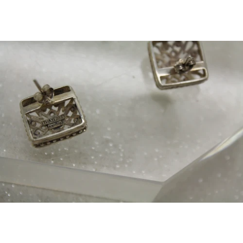 Signed NF .925 S.S. FILIGREE SQUARE DESIGN STUD earrings