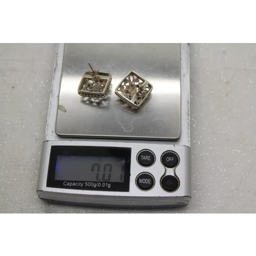 Signed NF .925 S.S. FILIGREE SQUARE DESIGN STUD earrings