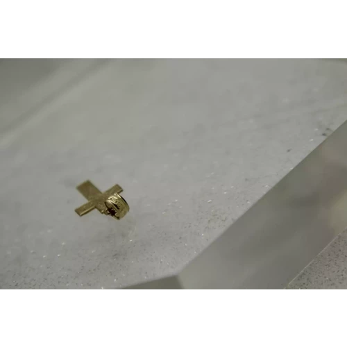 Signed NG 14k Yellow Gold SMALL DIAMOND CUT DESIGN CROSS pendant