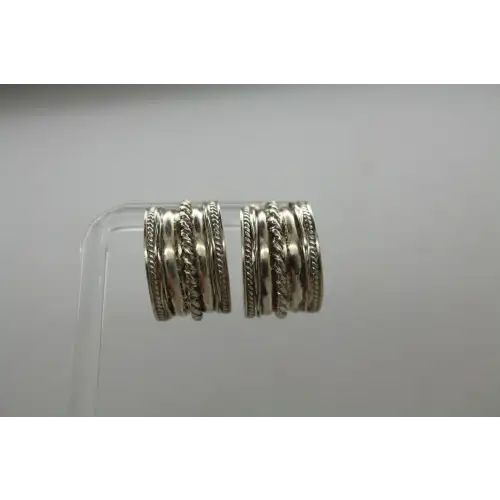 Signed NP .925 S.S. SOUTHWESTERN WIDE HOOP earrings #