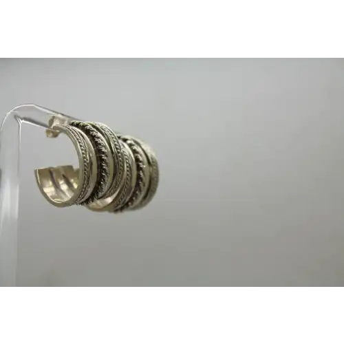 Signed NP .925 S.S. SOUTHWESTERN WIDE HOOP earrings #