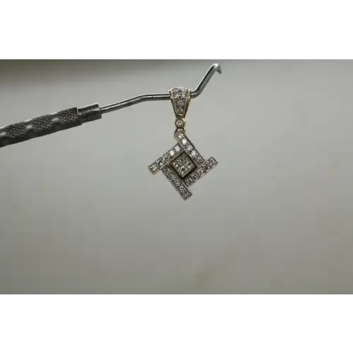 Signed OD 14k Y.G. GEOMETRIC DESIGN .65ctw DIAMOND pendant