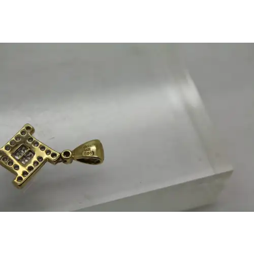 Signed OD 14k Y.G. GEOMETRIC DESIGN .65ctw DIAMOND pendant