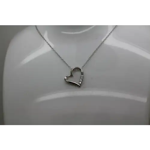 Signed OD .925 S.S. DIAMOND OPEN HEART pendant necklace 18