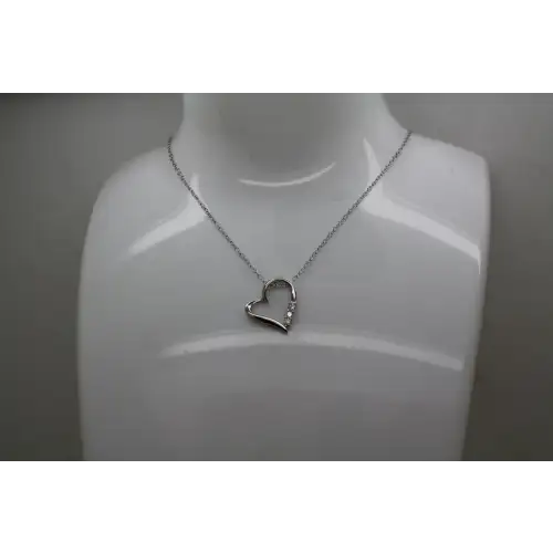 Signed OD .925 S.S. DIAMOND OPEN HEART pendant necklace 18