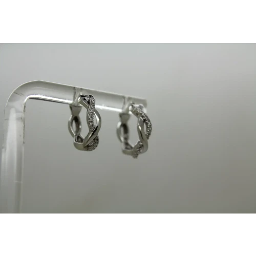 Signed ODI 10k W.G. DIAMOND BRAIDED HOOP DESIGN earrings