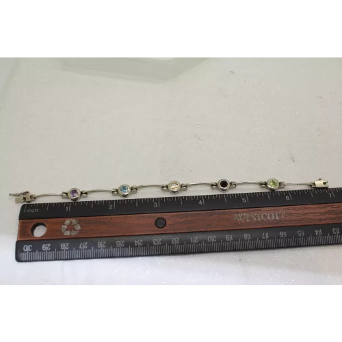 Signed OTC .925 S.S. MULTI GEMSTONE DOT & DASH DESIGN 7