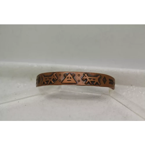Signed PURE COPPER NATIVE TRIBAL DESIGN CUFF bracelet 6.5