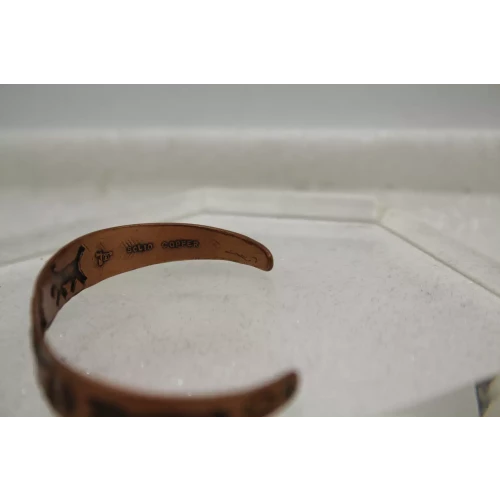 Signed PURE COPPER NATIVE TRIBAL DESIGN CUFF bracelet 6.5