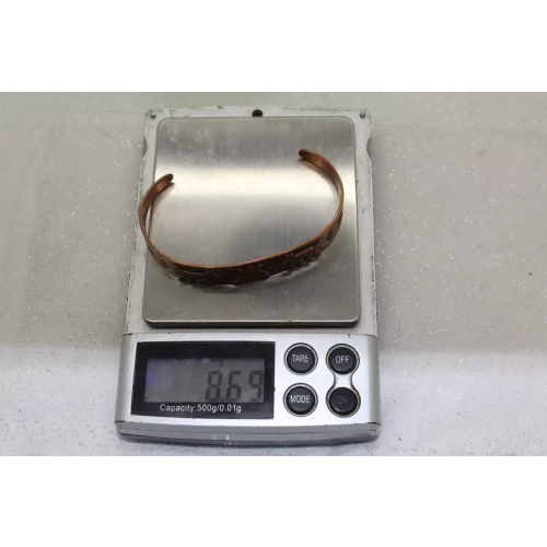 Signed PURE COPPER NATIVE TRIBAL DESIGN CUFF bracelet 6.5