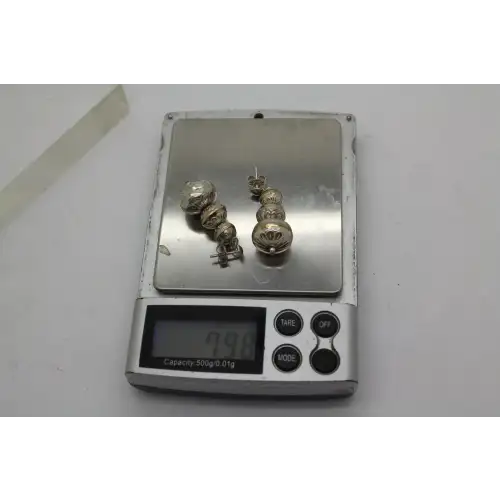 Signed Q.T. .925 S.S. GRADUATED NAVAJO SILVER BEAD dangles