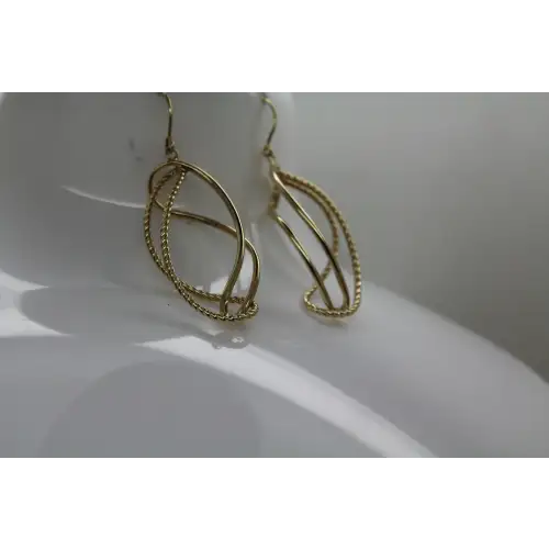 Signed RCI 14k Y.G. ROPE & SOLID TWIST DESIGN DANGLE earrings