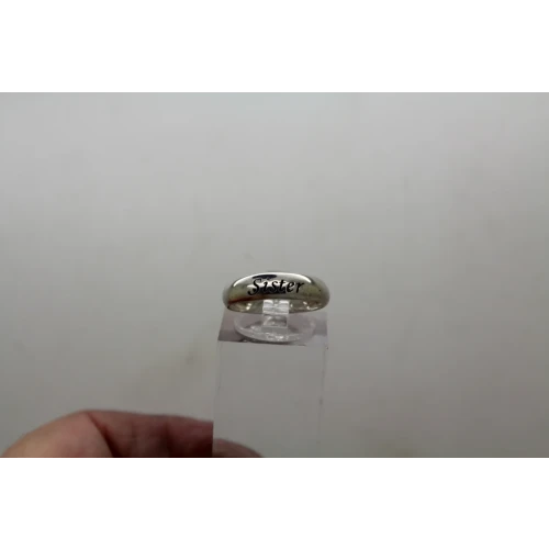 Signed RJ .925 S.S. ETCHED SISTER BAND ring size 6