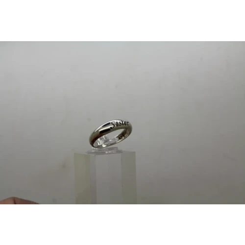 Signed RJ .925 S.S. ETCHED SISTER BAND ring size 6
