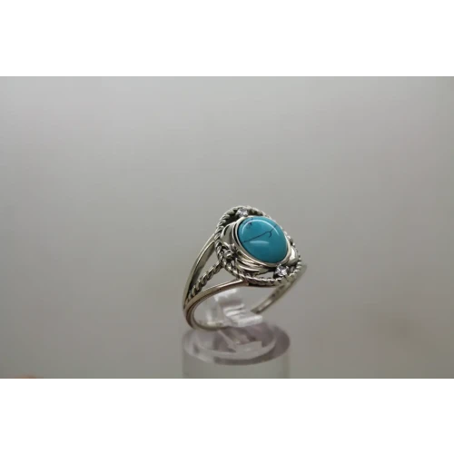 Signed RJ .925 S.S. TURQUIOSE w/ accents ROPE DESIGN ring size 10