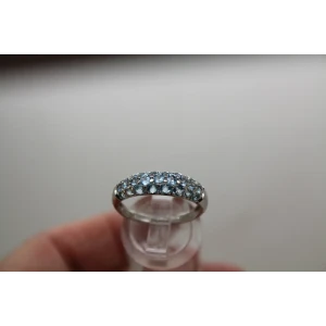 Signed Rodium Plated 10k Y.G. BLUE TOPAZ BAND ring size 8.25