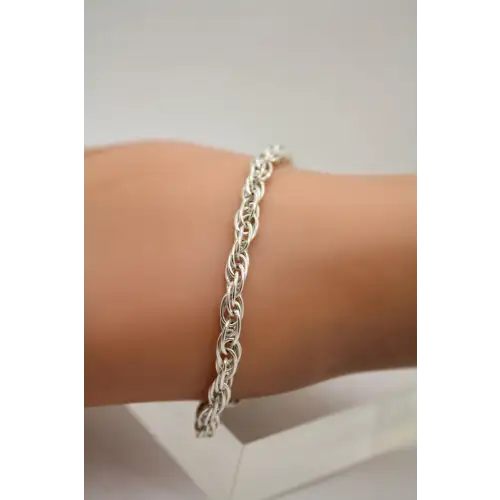 Signed SA .925 S.S. THICK ROPE LINK DESIGN bracelet 8