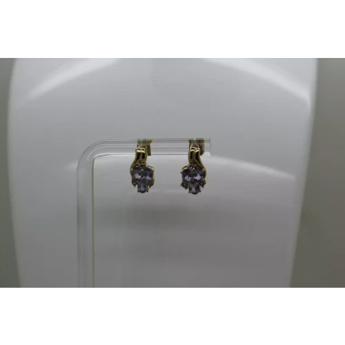 Signed STS 10k Yellow Gold TANZANITE CLUSTER earrings
