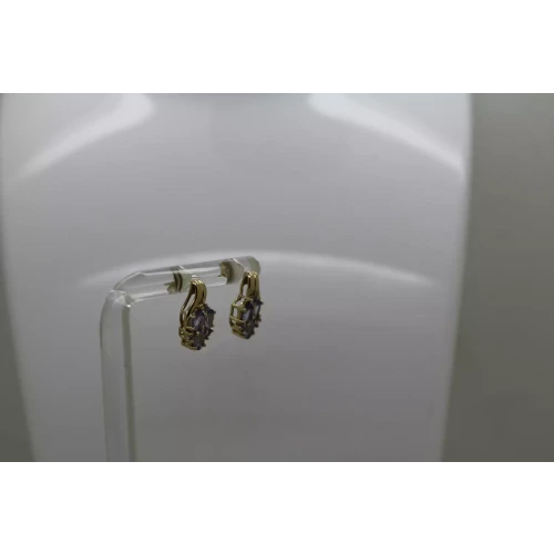 Signed STS 10k Yellow Gold TANZANITE CLUSTER earrings
