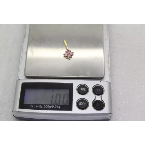 Signed STS 10k Y.G. Square Cut PINK TOPAZ DIAMOND SHAPE pendant
