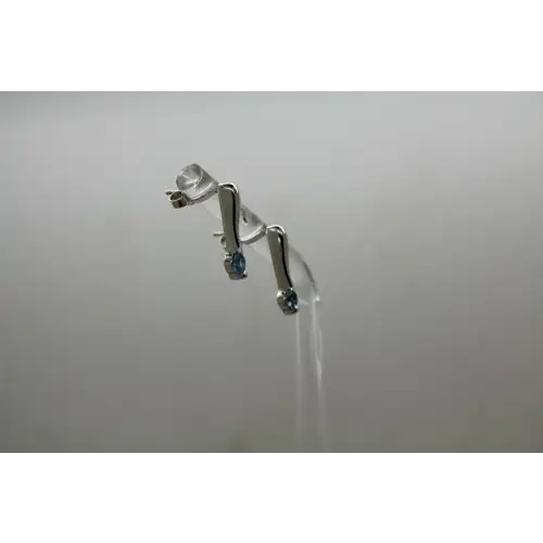 Signed STS 14k W.G. AQUAMARINE DROP earrings