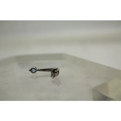 Signed STS 14k W.G. AQUAMARINE DROP earrings