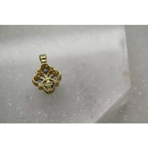 Signed STS 14k Yellow Gold TANZANITE VINTAGE DESIGN pendant