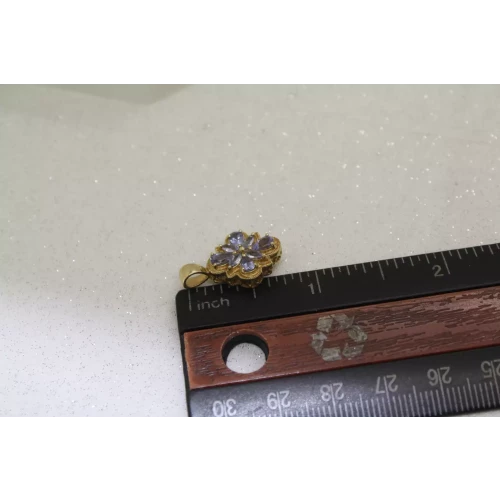 Signed STS 14k Yellow Gold TANZANITE VINTAGE DESIGN pendant