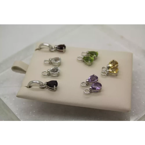 Signed STS .925 S.S. MULTI GEMSTONE INTERCHANGEABLE HALF HOOPS
