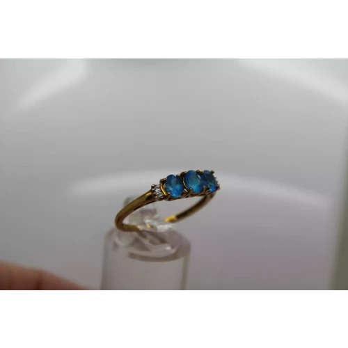 Signed STS Y.G. BRILLIANT BLUE CZ & DIAMOND Accent ring size 10