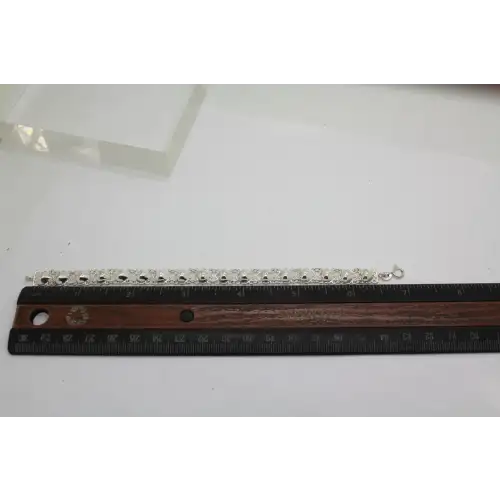 Signed SU .925 S.S. PUFFY HEART PANEL LINK bracelet 7