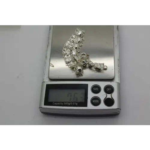 Signed SU .925 S.S. PUFFY HEART PANEL LINK bracelet 7